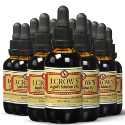 J.CROW'S® Lugol's lahus joodi 2% 2 oz (12 pudelit) - Premium jood ja kaaliumjodiid Vedelik, Gluteen ja alkoholivaba looduslik soolvee ekstrakt, aegumata