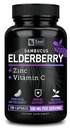 Zeal Naturals Max Tugevus Elderberry Kapslid + Tsink + Vitamiin C | 500mg immuunsüsteemi toetuseks Black Sambucus Elderberry | 100 Count | 3-in-1 Immune Support täiskasvanutele