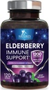 Elderberry Immune Support 1200mg - Daily Immune Support täiskasvanutele kontsentreeritud Sambucus Black Elderberry Extract - Antioksüdant vitamiinilisand, Gluteenivaba, pudeldatud USA - 120 kapslit