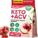 Õunasiidri äädikakummid, probiootikumidega täiustatud ACV-kummi, BHB, B12 ja Keto tugi - Keto Acv Gummies detox, ainevahetus, seedimine, soolestik ja immuuntervis - suhkruvaba, vegan, 180 loendit