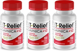 T-Relief Arnica +12 looduslikud leevendavad ained seljavalu liigesevalu valulikkus Lihasvalud ja jäikus, kogu keha kiire tegutsemine naiste ja meeste jaoks - 100 tabletti (3 pakendit)