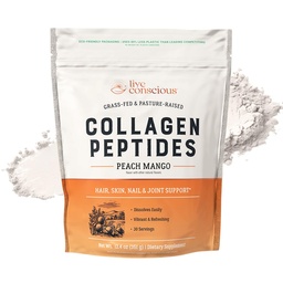 Elus teadlik kollageen Peptides pulber - virsik Mango Maitsestatud kollageeni pulber - juuksed, nahk, küüned ja ühine tugi - Tüüp I & III Grass-Fed kollageeni täiendused naistele ja meestele - 30 Servings - 13oz