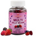 Multivitamiin Jelly Beans - Näritavad vitamiinid Kummid koos tsingiga lastele - Immuunsüsteemi tugivitamiinilisandid - Taimsed multivitamiinid Kummilisand lastele - 120 Berry Oad