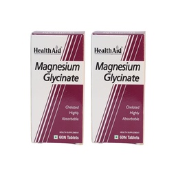 HealthAid Chelated Magnesium Glycinate with Zinc (1682 mg) – Magnesium Supplement for Muscle Recovery, Sleep Support, Cramps Relief & Nerve Health | Promotes Brain Health – 60 Veg Tablets (Pack of 2)
