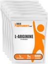 BulkSupplements.com L-arginiin pulber - Arginiini lisand, lämmastikoksiidi lisand, maitsestamata ja gluteenivaba, 1 g serveerimise kohta, 1 kg (pakk 5) (11 naela)