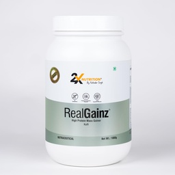 REALGAINZ by 2X Nutrition | High-protein mass gainer | 78g Carbs per serving | High protein (26g) Natural weight gain | Build lean muscle mass | contains digestive enzymes (1Kg, Kulfi)