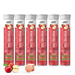 The Body Reserve Apple Cider Vinegar 120 Effervescent Tablets, Acv With The Mother for Weight Loss And Management With Vitamin B6 & B12, Pack Of 6 (Apple Flavour)
