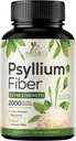 Psyllium Husk Pulber Kapslid 2000mg, Natural Daily lahustuv & Lahustumatu kiud pillid, Psyllium Husk Fiber Supplement Toetab Seedimist Kolonn Tervis ja korrapärasus, Taimne täiendus - 120 kapslit