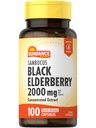 Sundance Sambucus Black Elderberry Capsules | 2000mg | 100 Count | Non-GMO ja Gluteeni tasuta täiendada