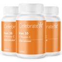 Tähistage vitamiine Raualisandit C-vitamiiniga - 30 mg rauda, 60 mg C-vitamiini, bariaatrilisi vitamiine WLS-i patsientidele, vertikaalset varrukat ja mao möödavoolu operatsiooni - 90 kapslit