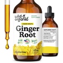 Wild & Organic ingveri juure ekstrakti tilgad - Immune & Seedetrakti tugi - Vedel ingveri toidulisandid - Vegan, suhkur ja alkoholivaba tinktuur - 4 fl oz