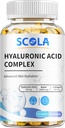 SCOLA Hüaluroonhappe kapslid - 250 mg HA + 10 000 mg biotiin, 60 vegankapslit | Sügavhüdraat, juuste ja küünte tugi | Mitte-GMO valem