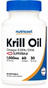 Nutricost Krill Oil 1000mg, 60 Softgels - Omega-3 EPA-DHA Krill õli täiendus, Superbakrill