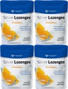 Hõbedased kreemid C-vitamiiniga - Premium Nano Hõbe 60 PPM Kolloidhõbe, orgaaniline mesi ja C-vitamiini mineraallisand tilgad, et toetada immuunsüsteemi, Soothe Cough & Throat - Pakend 4