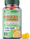 Yuve Vegan Omega 3-6-9 & DHA Gummies - maitsev lastele, meestele ja naistele - valmistatud vetikatest & Chia - NO kalaõli, NO krill - asendamatu rasvhapete lisand - mitte-GMO, gluteenivaba, taimepõhine - 60c