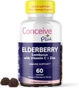 CONCE PLUS Elderberry Gummies - Sambucus Black Elderberry koos C-vitamiini ja tsink, maitsev mustikas Maitse, 60 krahv, 30 päeva pakkumine