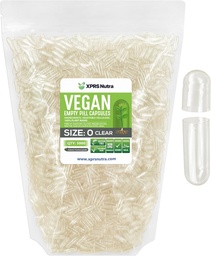 XPRS Nutra suurus 0 Tühjad kapslid - 5000 loe puhast tühja vegankapslit - taimetoitlased pillid - DIY köögiviljakapsli täitmine - Veggie pillid do-It-Yourself toidulisandite jaoks