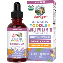 MaryRuth Organics Kids Multivitamiin väikelastele | USDA orgaaniline | väikelaste vitamiinid Vedeliktilgad lastele vanuses 1-3 | Väikelaste immuuntoetus ja üldine heaolu | Vegan | Mitte-GMO | Gluteenivaba | 2 Fl Oz