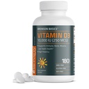 Bronson Vitamiin D3 10 000 RÜ (250 MCG) tervisliku lihaste funktsiooni ja immuunsuse toetamiseks, mitte-GMO, 180 tabletti