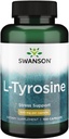 Swanson L-türosiin - aminohappe lisand, mis edendab stressitoetust, kognitiivset funktsiooni ja vaimset selgust - aitab toetada üldist aju tervist - (100 kapslit, 500 mg iga)