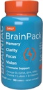 Brainiac Daily BrainPack Gummies, toetab aju tervist Omega 3 DHA EPA DPA, koliin, B6 & B12 ja Lutein silma tervise jaoks koos immuunsuse toetusega, Citrus Berry Flavor, 90 ct