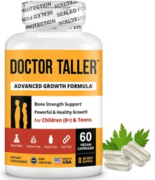 NuBest Doctor Taller - Luu tugevuse tugi, immuunsüsteemi tugevdamine - Keto kaltsiumiga, D3-vitamiin, K2-vitamiin, Aminohapped ja maitsetaimed lastele (8+) - 60 vegankapslit | 1 kuu pakkumine