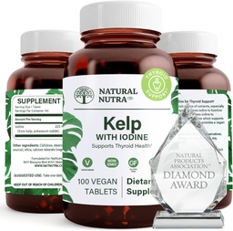 Natural Nutra Kelp joodi kilpnäärme tugi täiendada, tugevdab immuunsüsteemi ja reguleerib ainevahetust, Vegan Sea Kelp, Non GMO, Atlantic Sourced Seaweed Extract, 225 mcg, 100 tabletti