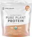 Ülemaailmne tervendav Vegan Vanilla, taimse valgu pulber naistele ja meestele, orgaaniline, toidu asendamine (20 portsjonit, 20 g valku)