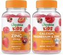 Lifeable Zinc 25mg Kids + Calcium Magnesium & Zinc Kids, Gummies Bundle - Great Tasting, Vitamin Supplement, Gluten Free, GMO Free, Chewable Gummy