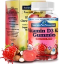 D3 K2 Vitamiin 10000 RÜ, suhkruvaba vitamiin D3 K2 Gummies w. Pro & Pre, näritav vitamiin D3 ja K2 (MK-7) Toidulisandid luudele, hammastele, immuunsüsteemile, südamele ja seedetraktile Tervis, Kaltsiumi imendumine 丨 Taimepõhine