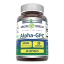Amazing Formulas Alpha GPC Supplement | 600 Mg per Serving | 60 kapslit | Non-GMO | Gluteenivaba | Valmistatud USA-s