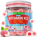 Vitamiin K2 Gummies MK-7 200 mcg & MK-4 500 mcg naistele ja meestele Suhkruvaba, täiuslik 2-IN-1 täisspektriga K2-vitamiini lisand luudele, südamele, soodustab kaltsiumi imendumist, aju, hambad, immuunsus, 1Pack
