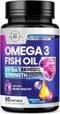 Omega 3 kalaõli täiendused 2400mg - kolmekordne tugevus Omega 3 rasvhapped, looduslik südame tervise aju ja ühine tugi - rasvhapped EPA & DHA - Wild Caught Fish Oil Supplement - 60 Softgels