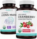 Säästa $ 4 (12% maha) - Mind & Body Bundle - Orgaaniline Jõhvika kontsentraat (50: 1 kontsentraat - võrdub 25 000 mg värskeid Jõhvikaid) ja Orgaaniline Lions Mane (10: 1 ekstrakt - võrdub 10 000 mg seeni)