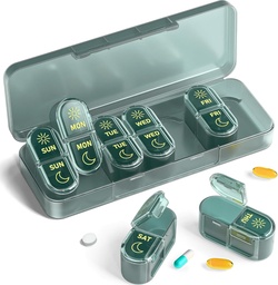 Pill Korraldaja 2 korda päevas, Am & Pm Pill Korraldaja 7 päeva, Meicine Pill Korraldaja, Pill Box 7 päeva, Nädala Pill Korraldaja Reisimiseks, Vitamiinid, Kalaõli, Toidulisandid