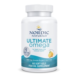 Nordic Naturals Ultimate Omega, Sidrunimaitse - 60 pehmet geeli - 1280 mg Omega-3 - suure tugevusega kalaõli lisand EPA & DHA-ga - edendab aju ja südame tervist - mitte-GMO - 30 serveerimist
