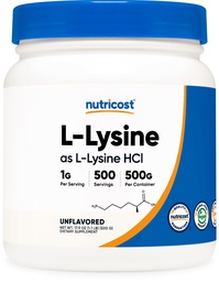 Nutricost L-Lysine Pulber 500 Grams - Puhas L-Lüsiin, Mitte-GMO, Gluteenivaba