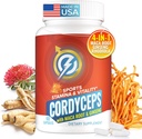 Cordyceps Seenekapslid - Immune & Energy Support Supplement koos Cordyceps Militaris, Maca Juur, ženšenn, Rhodiola, Seenelisa vastupidavus, vastupidavus, sportlik jõudlus, 60 kapslit