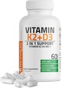 Bronson Vitamiin K2 D3 (MK7) Täiendus Mitte-GMO valem Vitamiin D3 5000 IU (125 mcg) & 90 mcg K2 MK-7, Lihtne neelata D & K kompleks, 60 kapslit