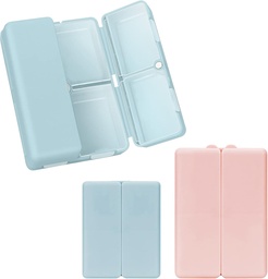 FYY 2 Pcs Daily Pill Organizer, 7 Compartments Portable Pill Case Travel Pill Organizer,[Folding Design] Pill Box for Purse Pocket to Hold Vitamins,Cod Liver Oil,Supplements and Medication-Navy+Pink