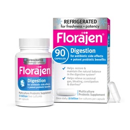 Florajen Digestion Probiootikum - täiustatud soolestiku tervise täiendus kõhukinnisuse ja puhumise leevendamiseks - 15 miljardit eluskultuuri - mitmetüveline valem - külmutatud potentsi ja värskust - 90 kapslit