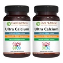 Puhas toitumine Ultra Kaltsium 1000mg VIT D3 + K2 | 180 Tabs (90 X Pack of 2) | Väga imenduv kaltsiumilisandi kaltsiumtsitraatmalaat, VIT D3, K2, Moringa Oleifera, magneesium ja tsink.