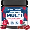 Llama Naturals Multivitamiin meestele, veganile, orgaanilised kummikud D-, C- ja K-vitamiiniga, meeste tõelised puuviljakummi vitamiinid, näritavad multivitamiinilisandid, lisatud suhkruroog, kirss, 120 Ct