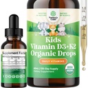 Natures Craft Kids Vitamiin D3 K2 tilgad - orgaaniline D-vitamiin lastele tugevatele luudele ja liigestele - Imikud, imikud ja väikelapsed Immuunsüsteemi tugi tilgad Vedel täiendus - 60 ml pudel