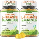 Liposomal L-Theanine 200mg Magneesium Glütsinaat 400mg Gummies GABA, 5HTP, Apigenin, Vitamiin B6 & D3, Ashwagandha, Lemon Balm Leaf, Melatoniini Vaba Une Näritav Relax Mood & Lihased, 2 pakendit