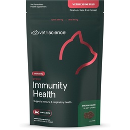 VetriScience Lysine Immunity Health Chews, 250 mg Lysine Plus Immune Supplement kassidele ja kassidele allergia, aevastamise, runny nina ja vesised silmad, kana, 90 Count