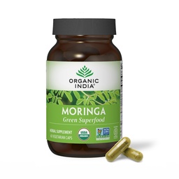 ORGAANILINE INDIA Moringa kapslid Orgaaniline - Moringa täiendus - roheline supertoit, Moringa Leaf kapslid, puhas superroheline, vegan rohelised, looduse multivitamiinid, vegan, gluteenivaba - 60 kapslit