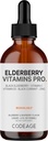 Kodeiini Elderberry Vitamiinid Pro - Orgaaniline Black Elderberry Vedel tilgad - Vitamiin C, D3, Tsink, Must Sõstar - 2-kuuline pakkumine - Black Sambucus Liquid - täiskasvanutele ja lastele - 4 fl oz