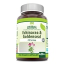 Taimsed saladused Echinacea & Goldenseal Root Supplement | 450 Mg per Serving | 250 Veggie kapslit | Mitte-GMO | Gluteenivaba | Valmistatud USAs (250 Veggie kapslit)