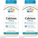 21st Century Calcium Plus D3 Vedel Täidetud Softgel, 1200 mg, 90 Count (pakk 2)